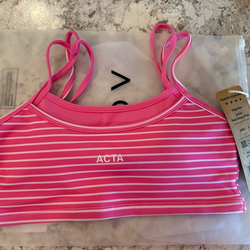ACTA Pink Striped Bra Small